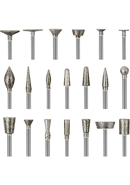 Xhhdqes Taş Oyma Seti Elmas Çapak Uçları, 20 Adet Parlatma Kitleri Döner Aletler Aksesuarları ile 1/8 Inç Shank Oyma Için (Yurt Dışından)