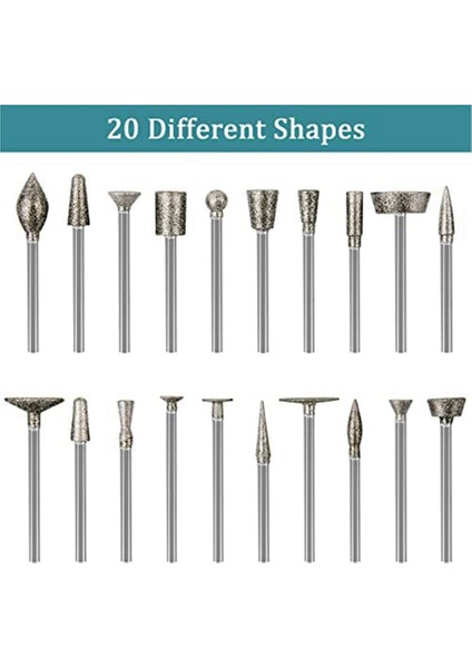 Xhhdqes Taş Oyma Seti Elmas Çapak Uçları, 20 Adet Parlatma Kitleri Döner Aletler Aksesuarları ile 1/8 Inç Shank Oyma Için (Yurt Dışından) modelleri
