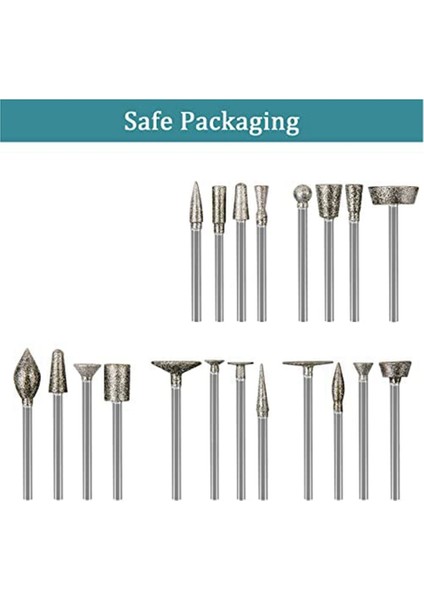 Xhhdqes Taş Oyma Seti Elmas Çapak Uçları, 20 Adet Parlatma Kitleri Döner Aletler Aksesuarları ile 1/8 Inç Shank Oyma Için (Yurt Dışından) indirimleri