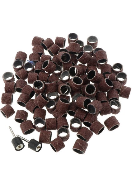100 Adet 12MM Zımpara Tambur Kollu Bantları Seti Manikür/matkaplar Için Döner Kit 80 # (Yurt Dışından)