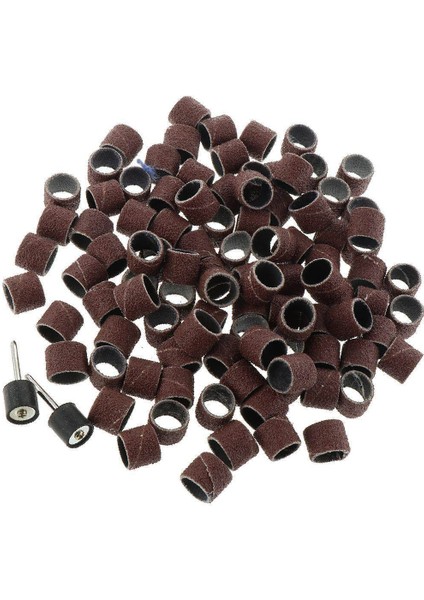 100 Adet 12MM Zımpara Tambur Kollu Bantları Seti Manikür/matkaplar Için Döner Kit 80 # (Yurt Dışından)