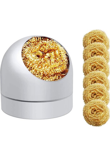 Lehim Ütüleri ve Uçlarını Temizlemek Için Havya Ucu Temizleme Kiti 6 Adet Pirinç Bilyalı Tel Tipi, 1 Pc Top Kabuk Tutucu (Yurt Dışından)