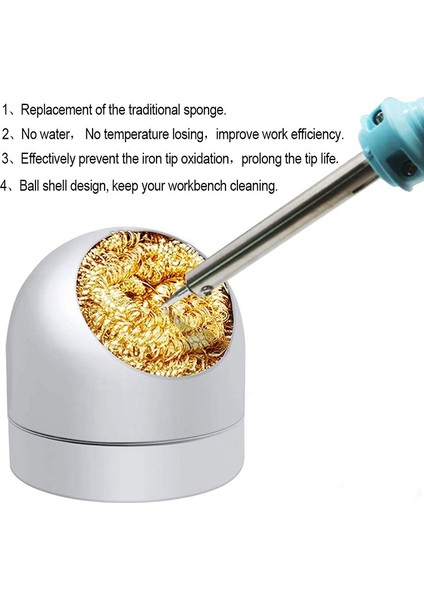 Lehim Ütüleri ve Uçlarını Temizlemek Için Havya Ucu Temizleme Kiti 6 Adet Pirinç Bilyalı Tel Tipi, 1 Pc Top Kabuk Tutucu (Yurt Dışından) modelleri