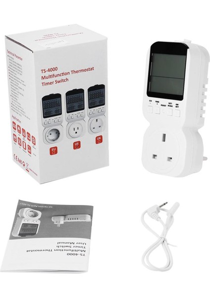 Prob Saatli Çok Fonksiyonlu LCD Ekranlı Termostat Zamanlayıcı Anahtar Soketi (Yurt Dışından)