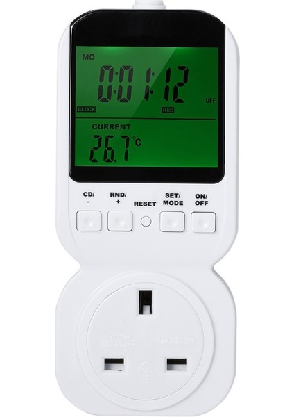 Prob Saatli Çok Fonksiyonlu LCD Ekranlı Termostat Zamanlayıcı Anahtar Soketi (Yurt Dışından) indirimleri