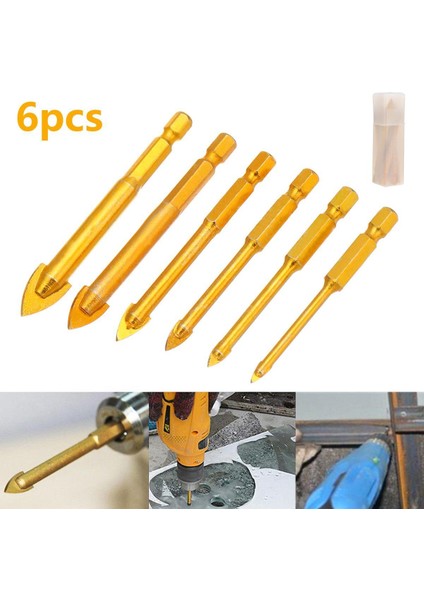 6 Adet Seramik Karo Cam Matkap Uçları 1/4 (Yurt Dışından)