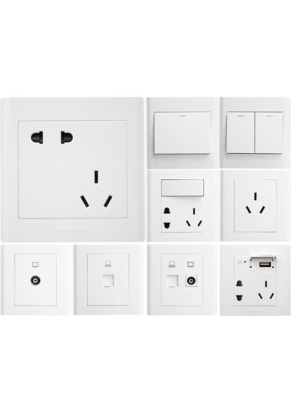 Hongyan Anahtar Priz 86 Tipi Ev Duvar Paneli Bir Veya Iki Açık Çift Kontrol Beş Delikli Tv Bilgisayar 16A Klima (Yurt Dışından) fiyatları