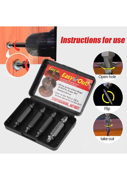 Vida Sökücü Aracı 4 Adet/takım Çift Taraflı Hasarlı Çıkarıcı Saplama Cıvata Seti Elektrikli Matkap Için Kolay Çıkış Kiti Değiştirme (Yurt Dışından) modelleri
