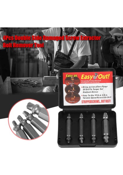 Vida Sökücü Aracı 4 Adet/takım Çift Taraflı Hasarlı Çıkarıcı Saplama Cıvata Seti Elektrikli Matkap Için Kolay Çıkış Kiti Değiştirme (Yurt Dışından) fırsatları