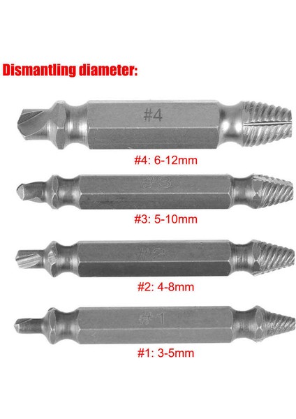 Vida Sökücü Aracı 4 Adet/takım Çift Taraflı Hasarlı Çıkarıcı Saplama Cıvata Seti Elektrikli Matkap Için Kolay Çıkış Kiti Değiştirme (Yurt Dışından) indirimleri