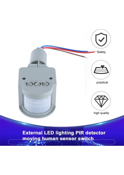 LED Işık Için Dış Mekan Ac 220V Otomatik Kızılötesi Pır Hareket Sensörü Anahtarı - Gri (Yurt Dışından)