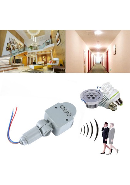 LED Işık Için Dış Mekan Ac 220V Otomatik Kızılötesi Pır Hareket Sensörü Anahtarı - Gri (Yurt Dışından)