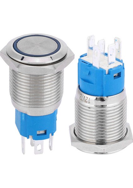 LED Kendini Sıfırlama Basın 16MM Işık 5pin 1no 1nc Araba Modifikasyonu Için Metal Basmalı Düğme Anahtarı (Yurt Dışından)
