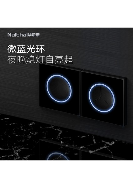 Huadis Anahtar Priz Temperli Cam Panel LED Göstergeli Siyah Işık Lüks 86 Beş Delikli Priz Ev (Yurt Dışından) modelleri