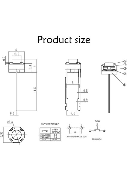 [ayak Kanepe]okdeals 50 Adet Dayanıklı Basma Düğmesi 2 Pin 665MM Tact Anahtarı Güç Anahtarı Dokunsal Mikro Anahtar Kendini Sıfırlama (Yurt Dışından) fiyatları