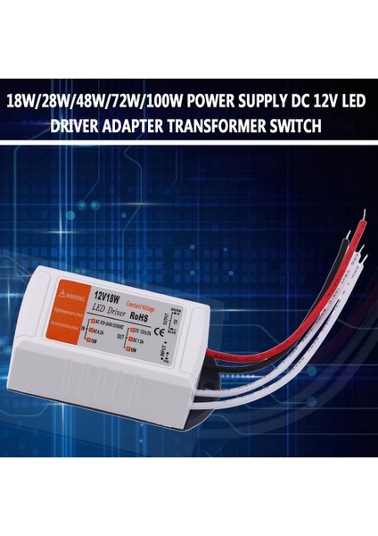 Ma 18W/28W/48W/72W/100W Dc 12V LED Sürücü Adaptörü Trafo Anahtarı (Yurt Dışından) modelleri