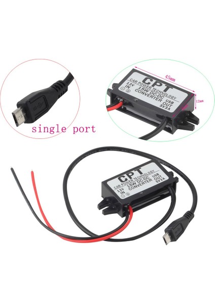 Ma Araba Otomatik Şarj Cihazı Dc Dönüştürücü Modülü 12V - 5V 3A 15W Mikro USB Kablosu ile (Yurt Dışından) indirimleri