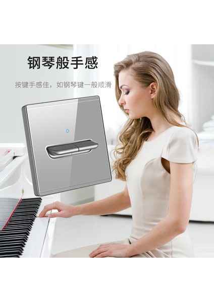 Uluslararası Elektrikçi Yaratıcı Kolu 86 LED Temperli Cam Panel Anahtar Priz Gri ile Iskandinav Tarzı Ev (Yurt Dışından) fiyatları