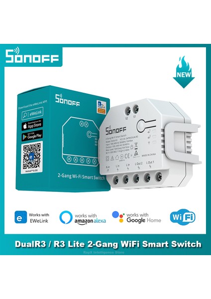 Sonoff Dualr3 Lite Mını Wifi Akıllı Anahtar Akıllı Ev 2 Gang Çift Röle Modülü Ewelink Alexa Google Home Üzerinden Güç Ölçümü (Yurt Dışından)