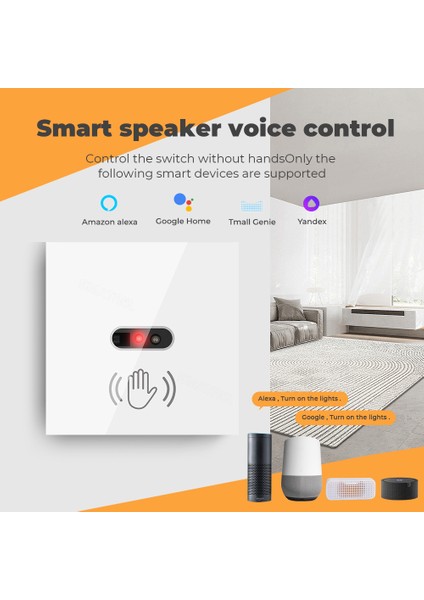 Rovf - Wıfı Akıllı Ir Duvar Işık Anahtarı - Dokunmaya Gerek Yok - Kızılötesi Sensör - Ab Cam Panel Elektrik Gücü Lambası - Tuya Alexa Google Home Için (Yurt Dışından) indirimleri