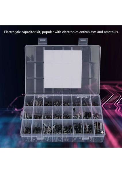 240 Adet Kondansatör Kiti Siyah Elektrolitik Çeşitler 0.1UF-1000UF Elektronik Bileşenler ile Saklama Kutusu (Yurt Dışından)