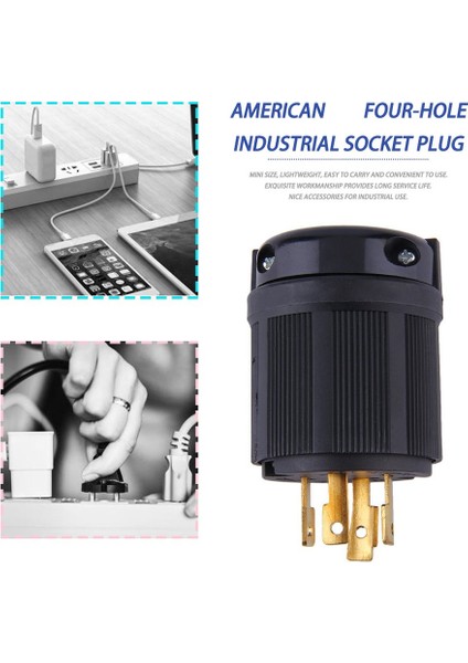 Dış Mekan Sıcak Güç Kilitleme Nema L14-30P Çevirmeli Kilitli Fiş 30A 125-250V 3p 4W Abd - Siyah Abd (Yurt Dışından) fırsatları