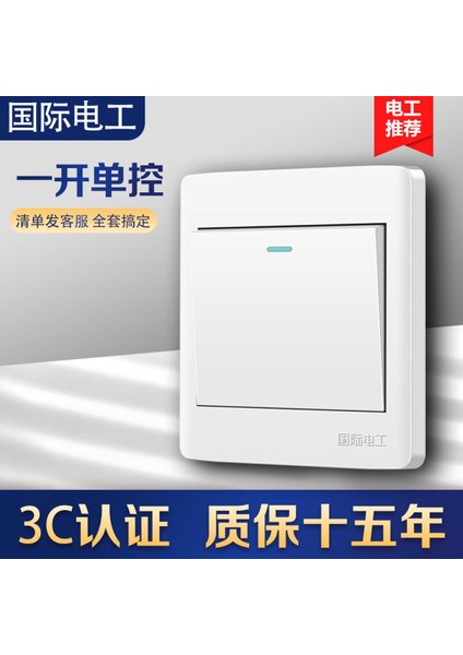 Uluslararası Elektrikçi Tipi 86 Ev Gizli Tek Kontrollü Işık Anahtarı Tek Açılış Tek Ünite Bire Bir Anahtar Priz Paneli (Yurt Dışından)