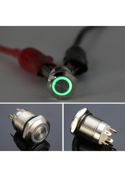 12MM Yeşil LED Işık Metal Basma Düğmesi Anlık Anahtar Tekne Araba Su Geçirmez (Yurt Dışından)