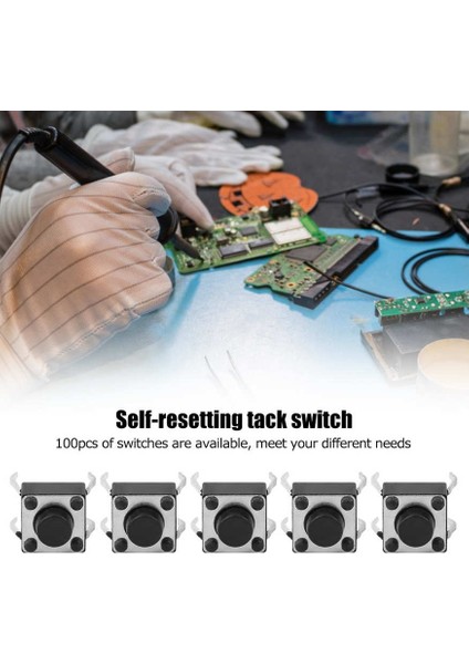 100 Adet Anlık Dokunsal Basmalı Düğme Anahtarı Mini Mikro Inceliğini Aksesuar 6X5MM (Yurt Dışından)