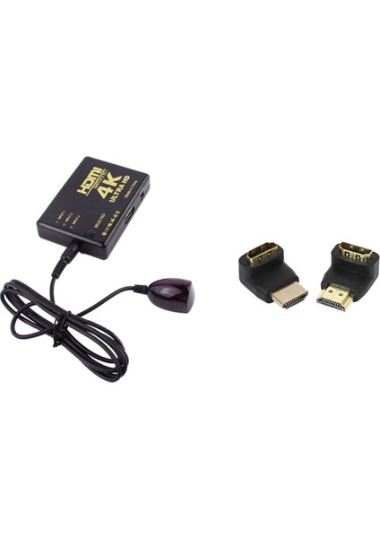 4KX2K HDMI Anahtarı 3x1 3 Bağlantı Noktalı Değiştirici Seçici 3D 1080P ve Kombinasyon 3D ve 4K Desteklenen HDMI 90 Derece ve 270 Derece Adaptör (Yurt Dışından)