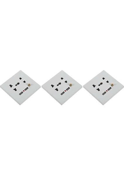 Oumery 3x 2.1A Çift USB Duvar Şarj Soketi Adaptörü Evrensel Çıkış Paneli Beyaz Anahtarı (Yurt Dışından)