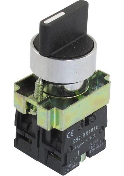 22MM Mandallama 2 No 3 Pozisyonlu Döner Seçici Seçim Anahtarı ZB2-BE101C Siyah (Yurt Dışından)