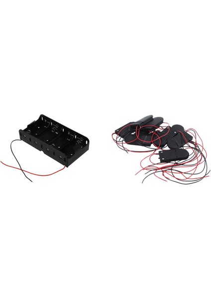 Nanlıy- Yaylı Klips Siyah 4 x 1.5VD Boyutlu Piller Tutucu Kılıf, 10 Adet 2 x 3V CR2032 Hücre Düğme Tutucu (Yurt Dışından)