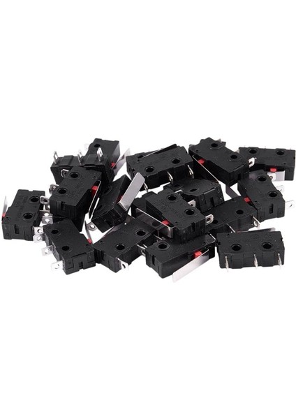 20 Adet Ac 125V 250V 5A Spdt 3-Pin Anlık Plastik Mikro Limit Anahtarı Siyah + Gümüş (Yurt Dışından)