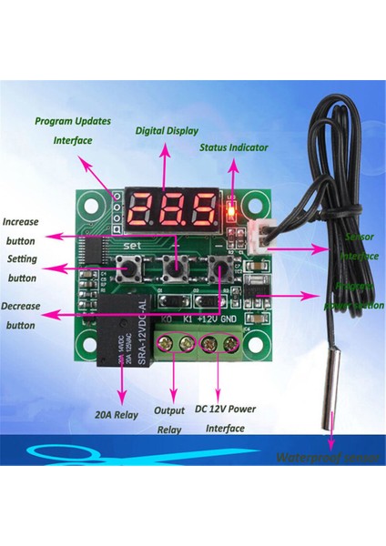 Yenı Dijital Termostat Dc 12 V Sıcaklık Kontrol Cihazı W1209 Sensörlü Anahtar (Yurt Dışından)