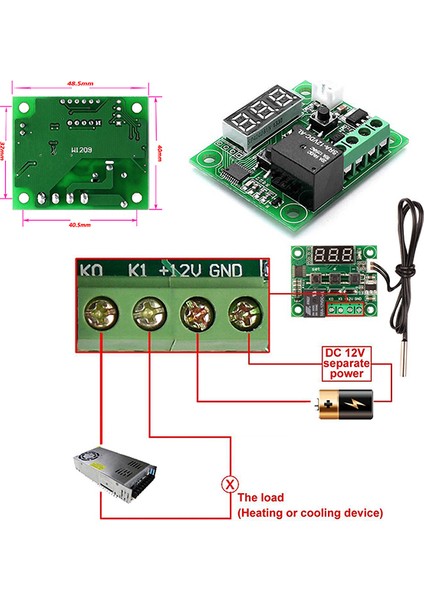 Yenı Dijital Termostat Dc 12 V Sıcaklık Kontrol Cihazı W1209 Sensörlü Anahtar (Yurt Dışından)