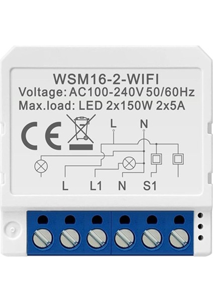 Wifi Akıllı Işık Anahtarı Modülü, Tuya App Remote 2 Yollu Kontrol 1 Gang (Yurt Dışından)