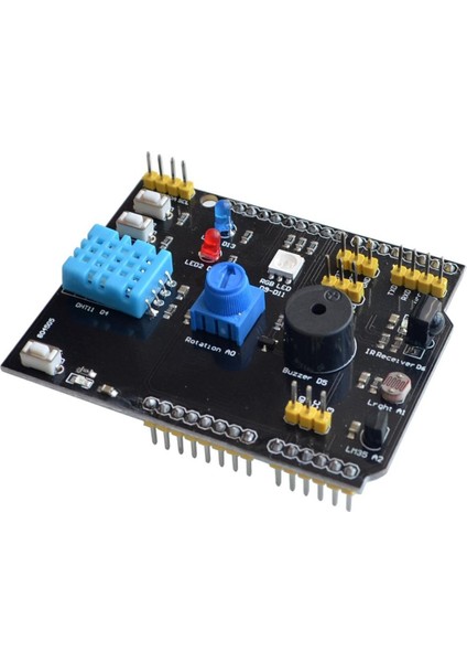 DHT11 LM35 Sıcaklık Nem Sensörü Çok Fonksiyonlu Genişletme Kartı Adaptörü Arduino Uno R3 Rgb LED Ir Alıcı Buzzer I2C (Yurt Dışından)