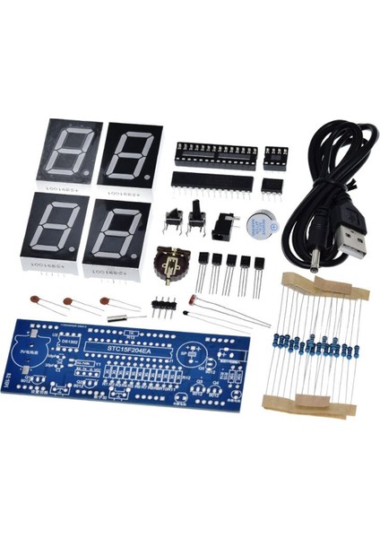 Dıy Kıtı Elektronik Saat LED Mikrodenetleyici Kiti Dijital Saat Zaman Işığı Kontrolü Sıcaklık Termometre Kırmızı Mcu STC15F204EA (Yurt Dışından)