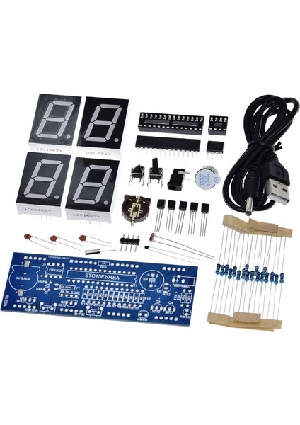 Dıy Kıtı Elektronik Saat LED Mikrodenetleyici Kiti Dijital Saat Zaman Işığı Kontrolü Sıcaklık Termometre Kırmızı Mcu STC15F204EA (Yurt Dışından) fiyatları