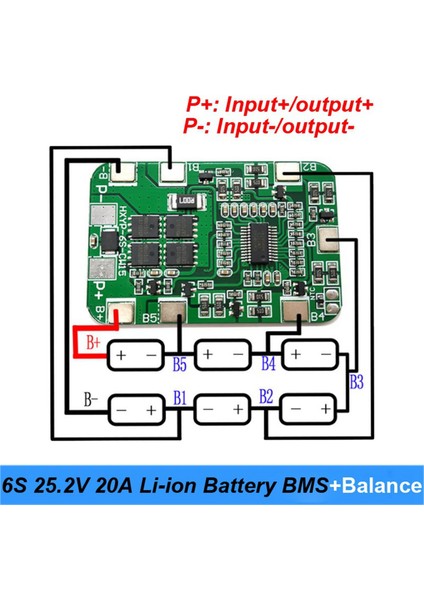 2x 6s 25.2V 20A Bms Lityum Pil Kartı, 25V Tornavida ve 24V Pil Paketi Kullanımı Için Dengelemeli (Yurt Dışından)