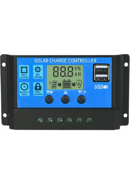 100A Güneş Paneli Pili Akıllı Regülatör Çift USB Bağlantı Noktalı Güneş Çok Fonksiyonlu Kontrol Cihazı, LCD Kontrol Cihazı (Yurt Dışından)