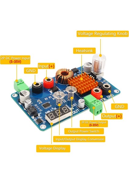 Nanlıy- Buck Dönüştürücü, Dc 5-32V Ila 5-45V 3A Ayarlanabilir Adım Aşağı Modülü, Gerilim Göstergeli ve Dokunma Sensörü Anahtarı (Yurt Dışından) fırsatları