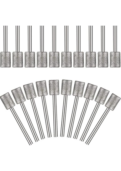 10 Adet Elmas Bit Elmas Taşlama Uçları Kafa 1/8 Shank 8mm Silindir Kafası Elmas Çoğu Döner Aracı Bit Öğütücü (Yurt Dışından)