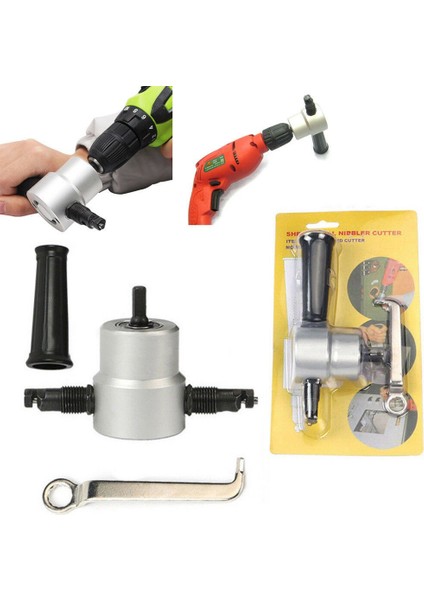 Göbeklady Çift Kafa Sac Nibbler Testere Kesici Kesme Aleti Elektrikli Matkap Eki (Gümüş) (Yurt Dışından) fiyatları
