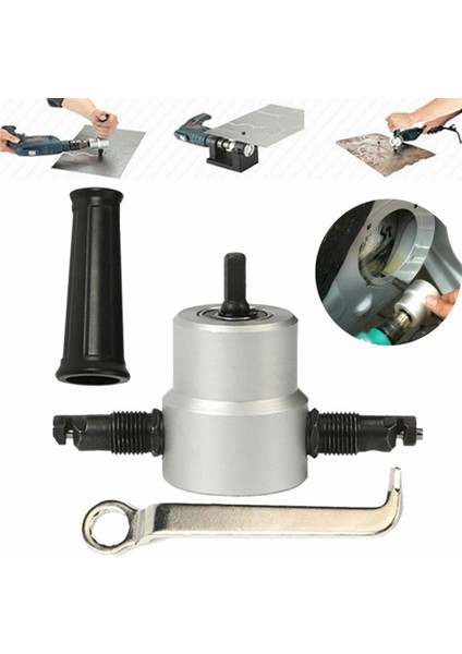 Göbeklady Çift Kafa Sac Nibbler Testere Kesici Kesme Aleti Elektrikli Matkap Eki (Gümüş) (Yurt Dışından) modelleri
