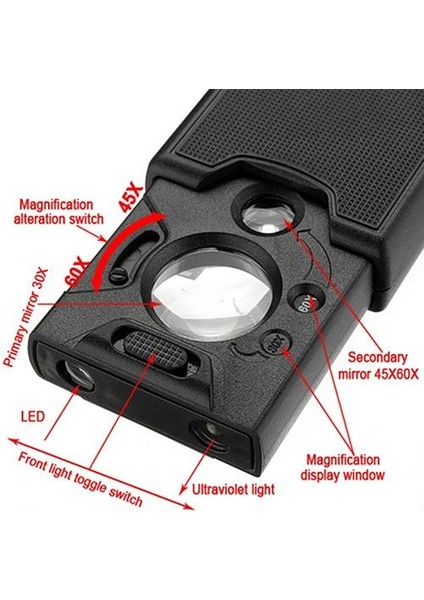 30X 45X 60X LED Uv Işıklı Büyüteç Kuyumcular Büyüteç Döngü Büyüteç (Yurt Dışından) fırsatları
