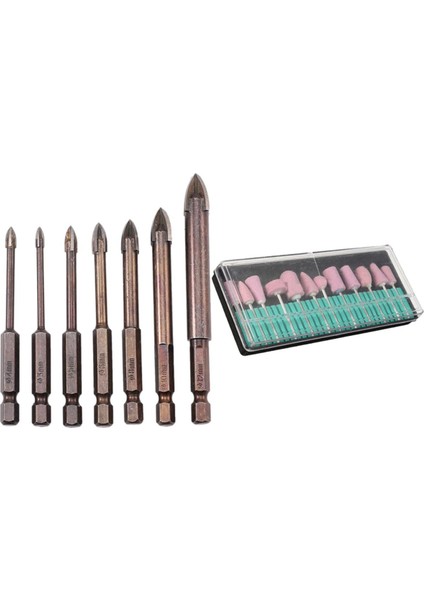 12 Adet Parlatma Taşlama Kafası Araçları Nail Art Matkap Uçları ile 7 Adet Tungsten Karbür Cam Matkap Ucu Seti Karbür Noktası (Yurt Dışından)