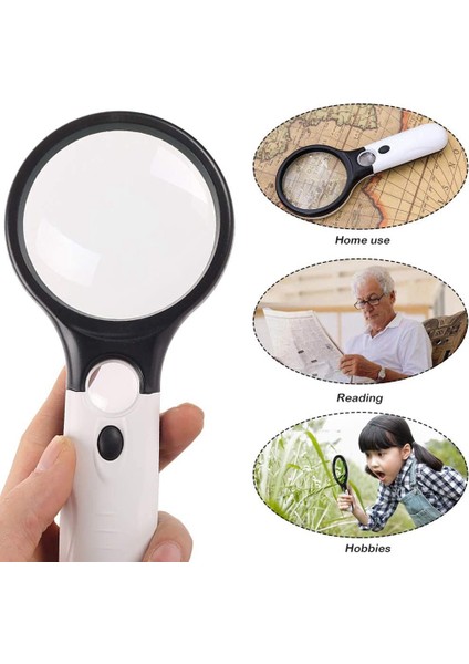 Parlayan Büyüteç-2 * Büyüteç 1 * Çince ve Ingilizce Kılavuzu-Siyah Beyaz (Yurt Dışından) modelleri