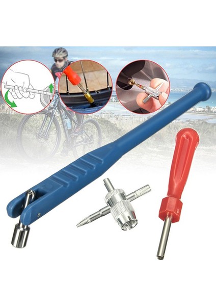 Araba Motosiklet Kamyon Lastiği Supap Kök Çektirme Çekirdek Sökücü 4 Yollu Onarım Aracı Takımı Jessica (Yurt Dışından)